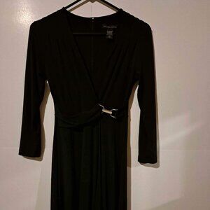 New York & Company Woman Fit & Flare Long Sleeves Dress Stretch Size XS Black‎
